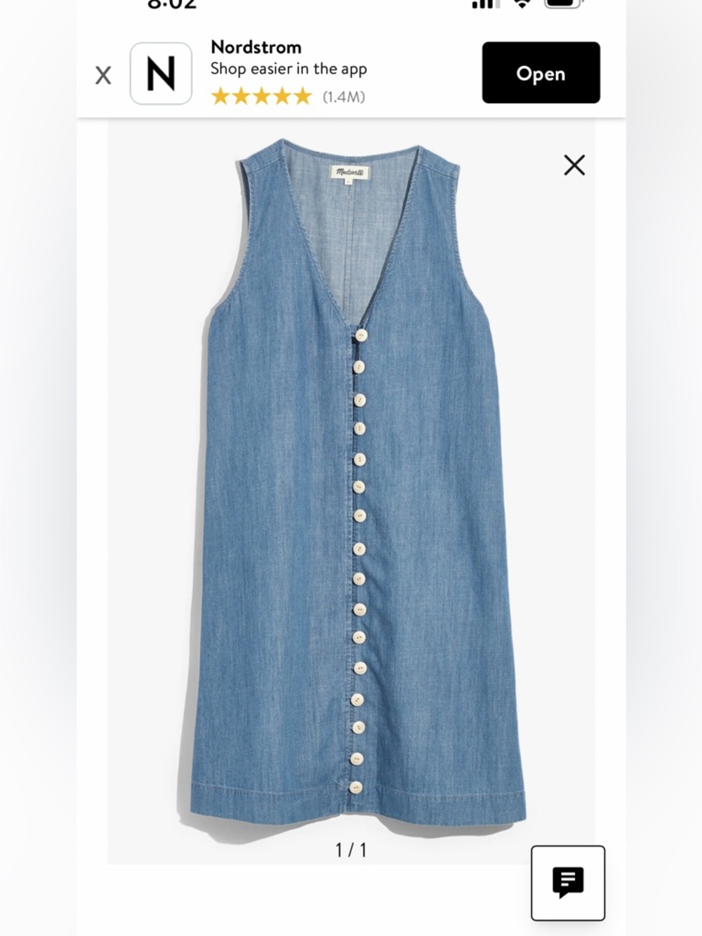 Madewell Light Blue Chambray Button-Front Dress